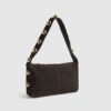 Brown Suede Studded Shoulder Bag