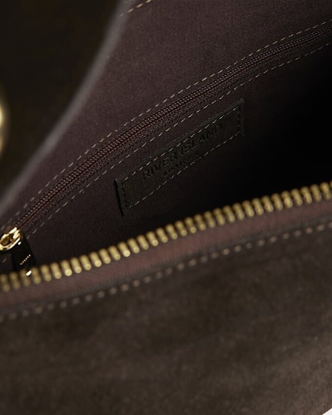 Brown Suede Studded Shoulder Bag