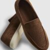 Brown Suede Woven Loafer