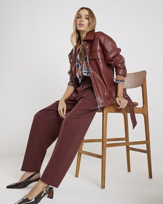 Brown Tailored Barrell Leg Trousers