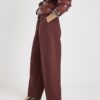 Brown Tailored Barrell Leg Trousers