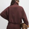 Brown Tailored Funnel Neck Bomber Jacket
