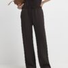 Brown Tailored Wide Leg Joggers