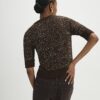 Brown Textured Knit Short Sleeve Top