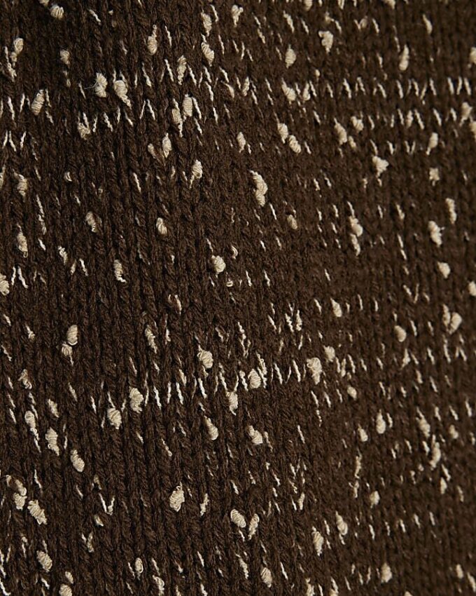 Brown Textured Knit Short Sleeve Top