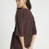 Brown Textured Tie Front T-shirt
