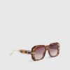 Brown Tortoise Square Glam Sunglasses