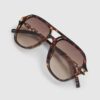Brown Tortoiseshell Chain Temple Sunglasses