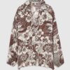 Brown Tropical Print Beach Shirt