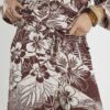 Brown Tropical Print Beach Trousers