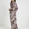 Brown Tropical Print Beach Trousers