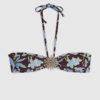 Brown Tropical Print Halter Bandeau Bikini