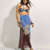 Brown Tropical Print Maxi Beach Skirt