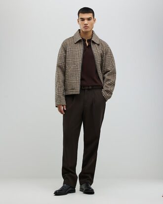 Brown Twill Wide Leg Trousers