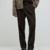 Brown Twill Wide Leg Trousers