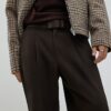 Brown Twill Wide Leg Trousers