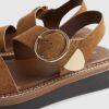 Brown Wide Fit Ring Buckle Flatform Sandals