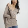 Brown V Neck Ribbed Jumper