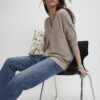 Brown V Neck Ribbed Jumper