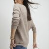 Brown V Neck Ribbed Jumper