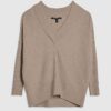 Brown V Neck Ribbed Jumper