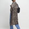 Brown Waterfall Leopard Long Duster Coat