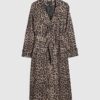 Brown Waterfall Leopard Long Duster Coat