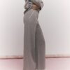 Brown Whipstitch Wide Leg Joggers