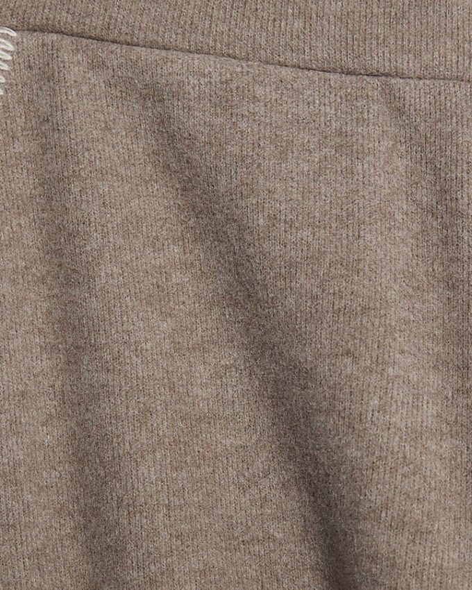 Brown Whipstitch Wide Leg Joggers