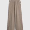Brown Whipstitch Wide Leg Joggers