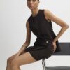 Brown Wrap Button Detail Skort