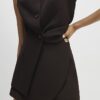 Brown Wrap Button Detail Skort
