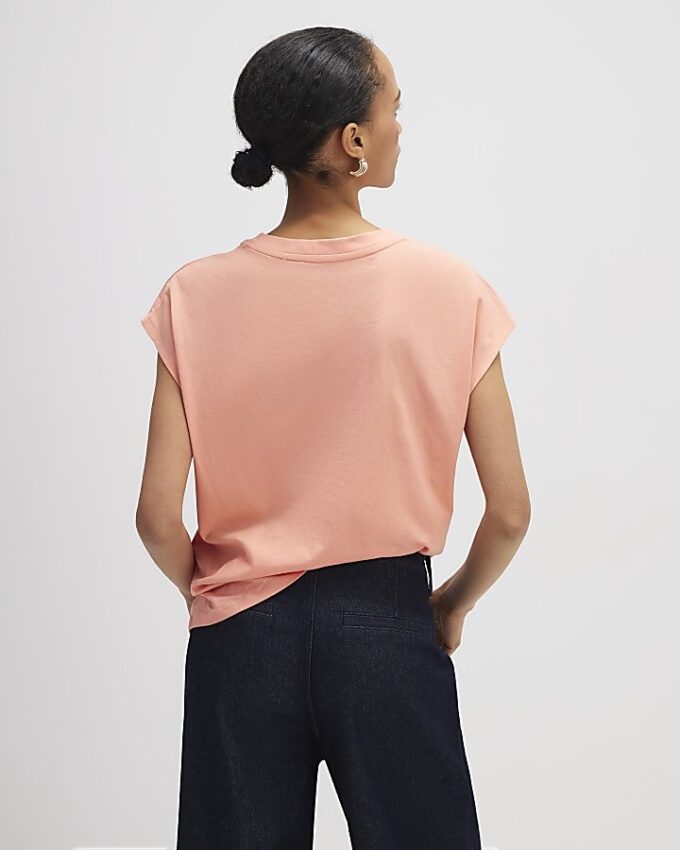 Coral Grown On Sleeve T-Shirt