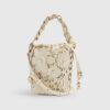 Cream 3D Floral Laser Cut Bucket Bag