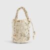 Cream 3D Floral Laser Cut Bucket Bag