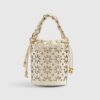 Cream 3D Floral Laser Cut Bucket Bag