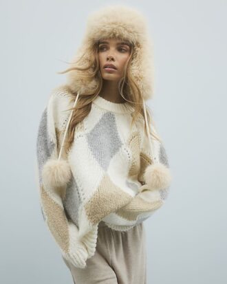 Cream Argyle Jumper