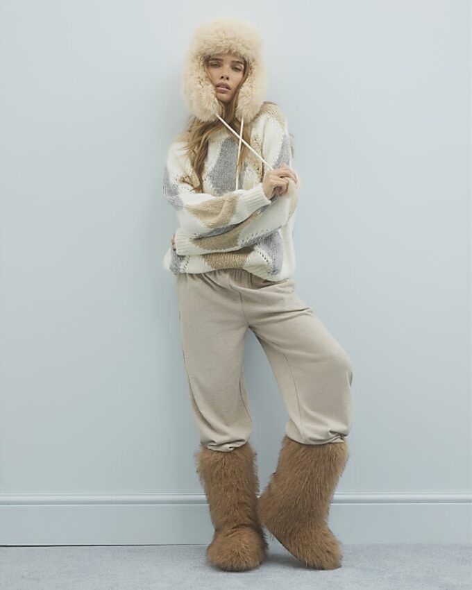 Cream Argyle Jumper
