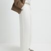 Cream Belted Wide Leg Trousers