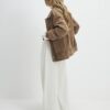 Cream Belted Wide Leg Trousers