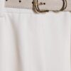 Cream Belted Wide Leg Trousers