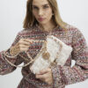 Cream Boucle Flap Front Shoulder Bag