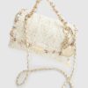 Cream Boucle Flap Front Shoulder Bag