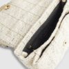 Cream Boucle Flap Front Shoulder Bag