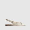 Cream Bow Sling Back Pumps