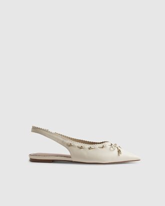 Cream Bow Sling Back Pumps Cream Bow Sling Back Pumps