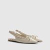 Cream Bow Sling Back Pumps