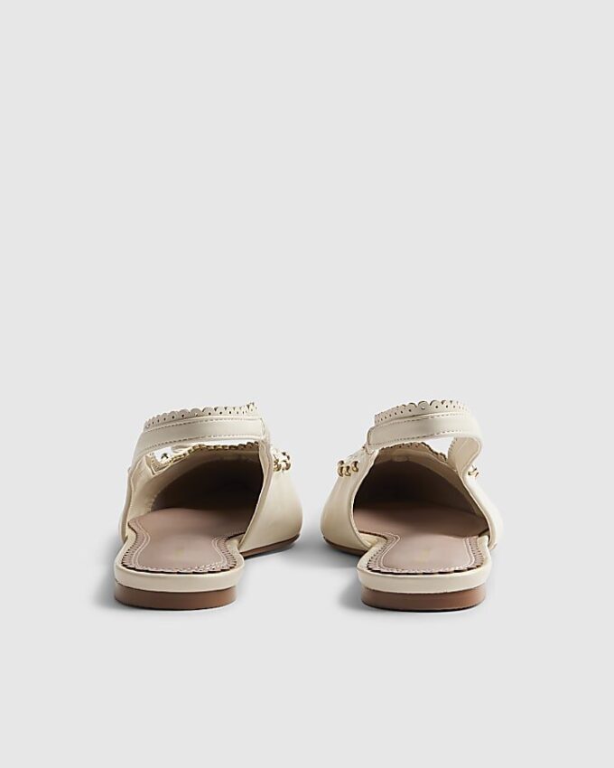 Cream Bow Sling Back Pumps