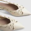 Cream Bow Sling Back Pumps