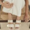 Cream Buckled Flat Sandals